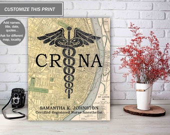 Custom Certified Registered Nurse Anesthetist CRNA Poster, CRNA Graduation Gift