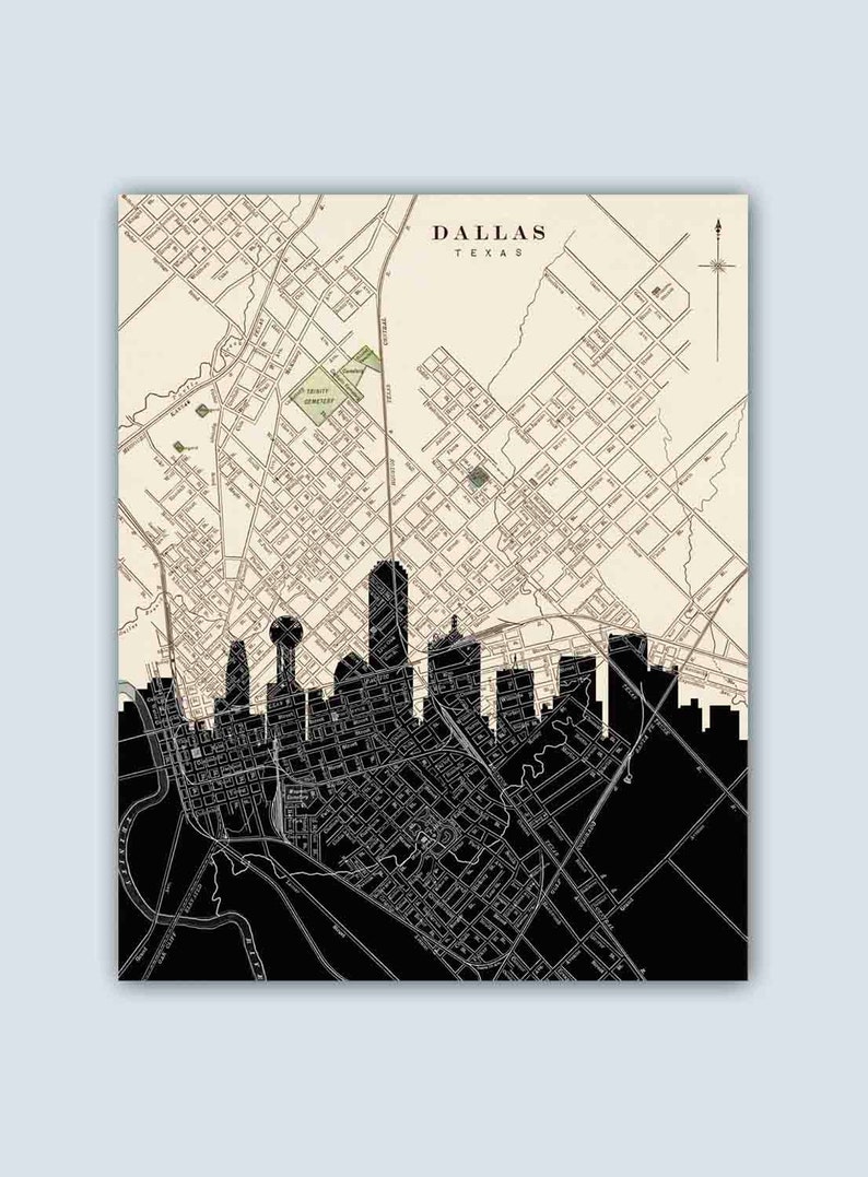 Dallas Personalized Skyline Print Dallas Texas Gift Dallas Etsy