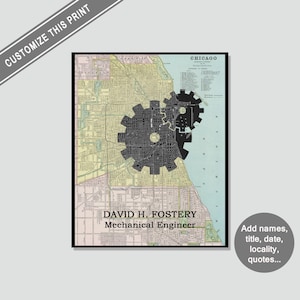 Personalized Mechanical Engineer Graduation Gift, Engineering Decor, Engineer Wall Art
