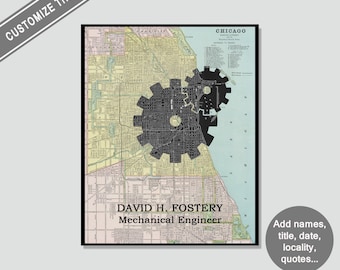 Personalized Mechanical Engineer Graduation Gift, Engineering Decor, Engineer Wall Art