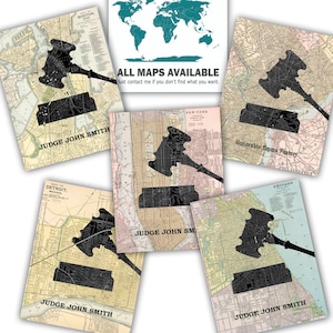 Judge, Lawyer Poster, Personalized Gift for any Profession, City, State, Country Map, Available on Fine Art Paper and Stretched Canvas