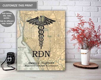 Custom Registered Dietitian Nutritionist RDN Print, RDN Graduation Gift, Dietitian Present