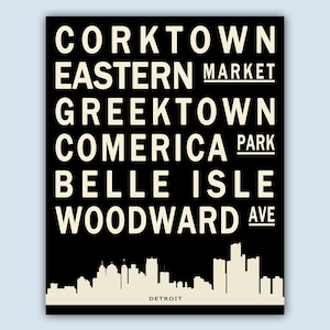 Detroit Subway Print, Detroit Skyline Gift, Detroit Wall Decor