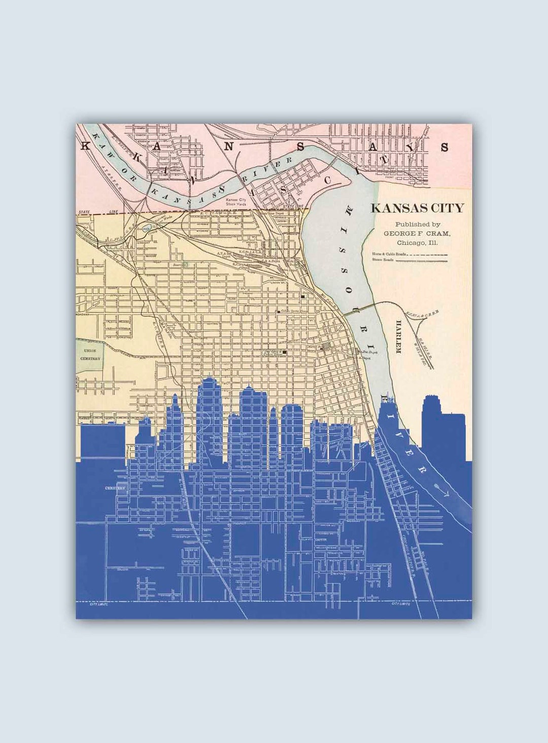 Kansas City Personalized Skyline Print Kansas City Map Etsy