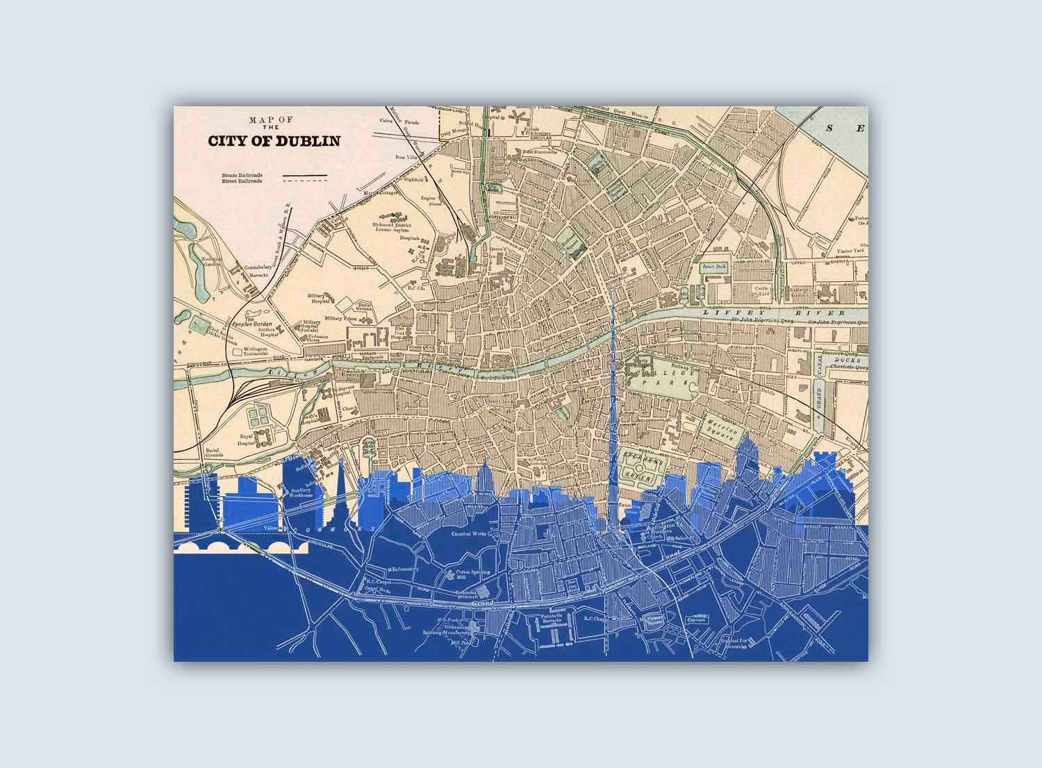 Dublin Skyline Dublin Ireland Art Dublin Eire Map Dublin Etsy
