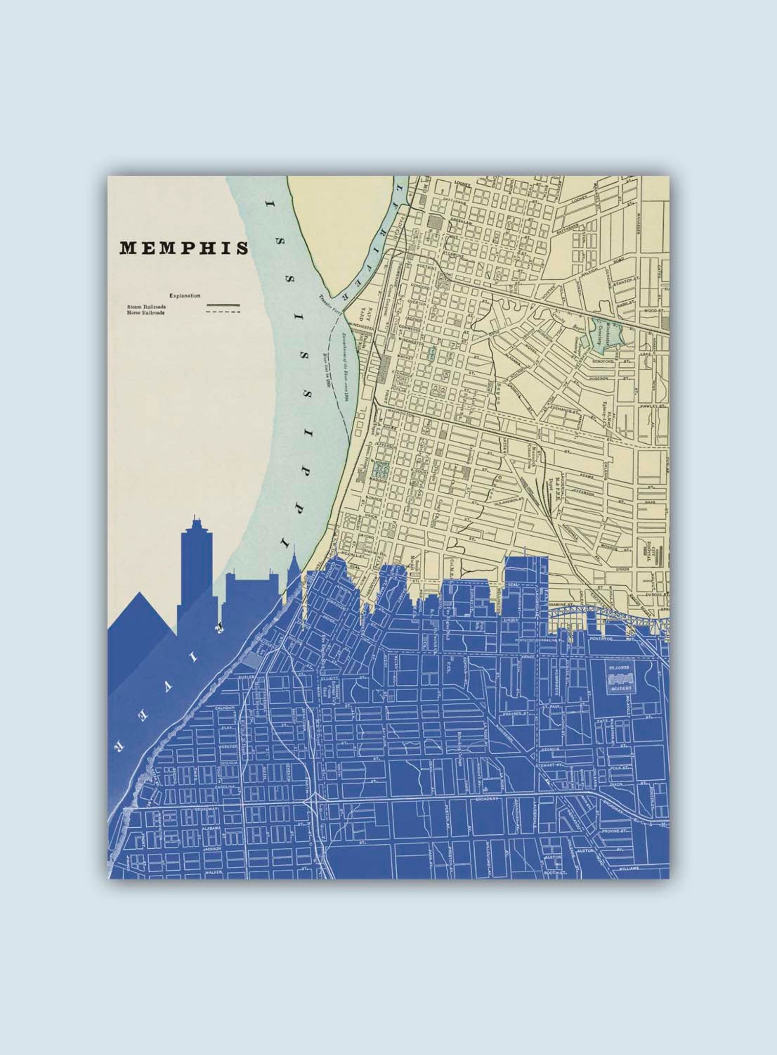 Memphis Skyline Personalized Skyline Print Memphis Decor Etsy