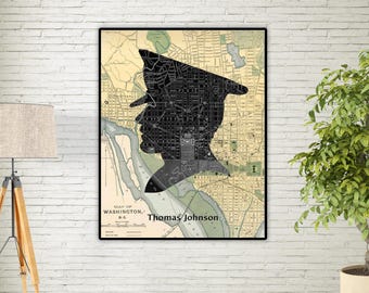 Personalisierter Polizist Kunstdruck, Washington DC Karte, Geschenk zum Ruhestand