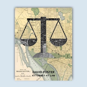 Benutzerdefinierte Ehemann Druck, Attorney at Law Druck, personalisiertes Ehemann Geschenk, JuraStudent, Jura Abschluss Geschenk, Washington DC Karte, Solicitor