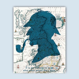 Sherlock Holmes Art, Sherlock Quote, Sherlock Print, Sherlock Home Decor, Sherlock Wall Art, Sherlock Poster, Old Britannia Map