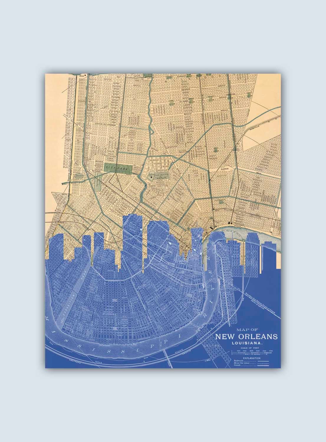 New Orleans Personalized Skyline Print New Orleans Map New Etsy