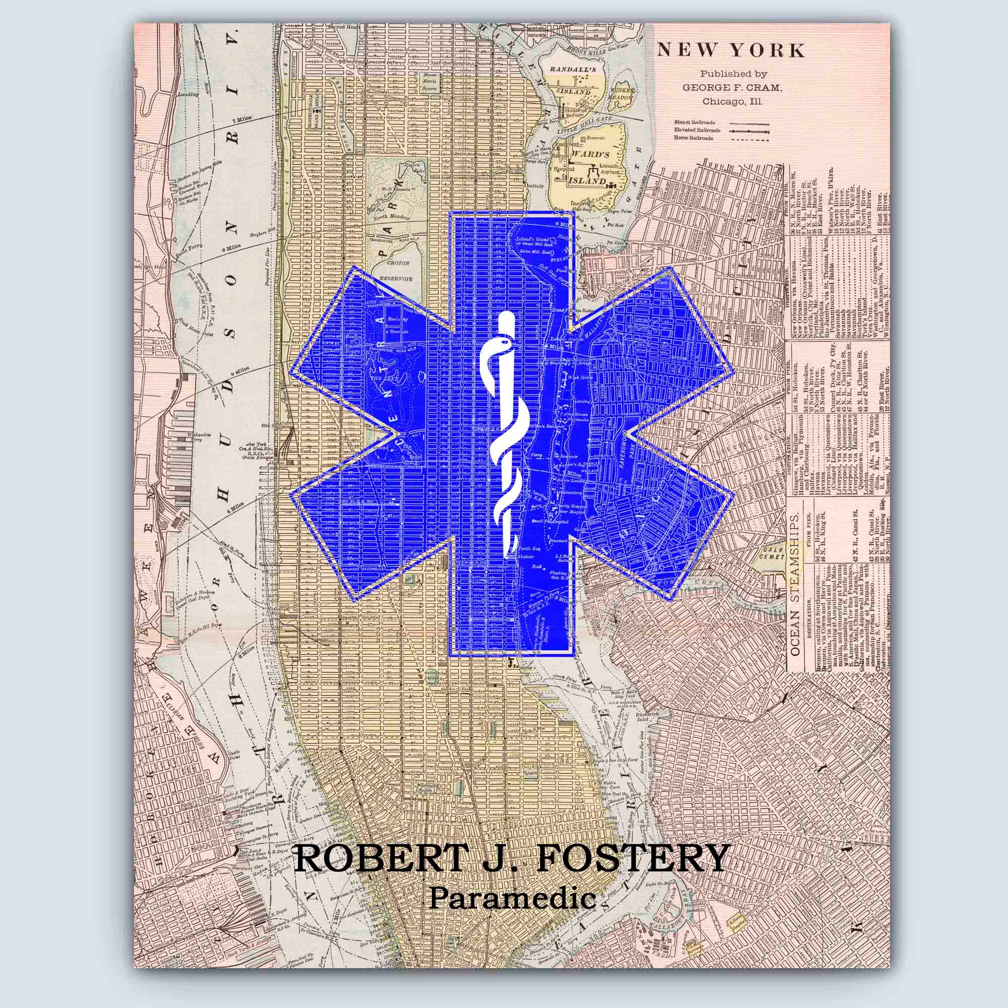 Personalized Paramedic Map Art Print, Graduation Gift - Etsy