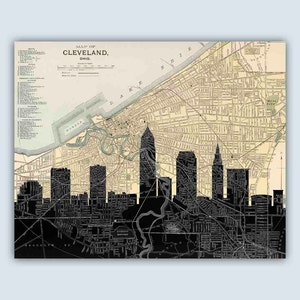 Cleveland Personalisierte Skyline Druck, Cleveland Karte, Cleveland Geschenk, Cleveland Ohio
