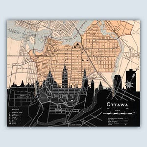 Ottawa Personalized Skyline Print, Ottawa Map, Ottawa Canada Wall Art