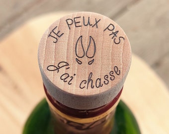 Bouchon bouteille de vin personnalisé en bois, haute qualité de finition ciré et lustré, un cadeau idéal pour son papa