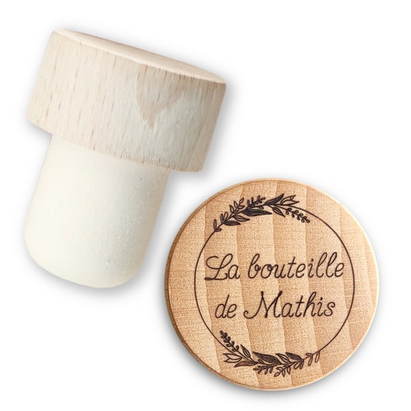 Bouchon de bouteille de vin personnalisé, unique et original ! Haute qualité de finition, gravé à la fraise à bois, ciré et lustré