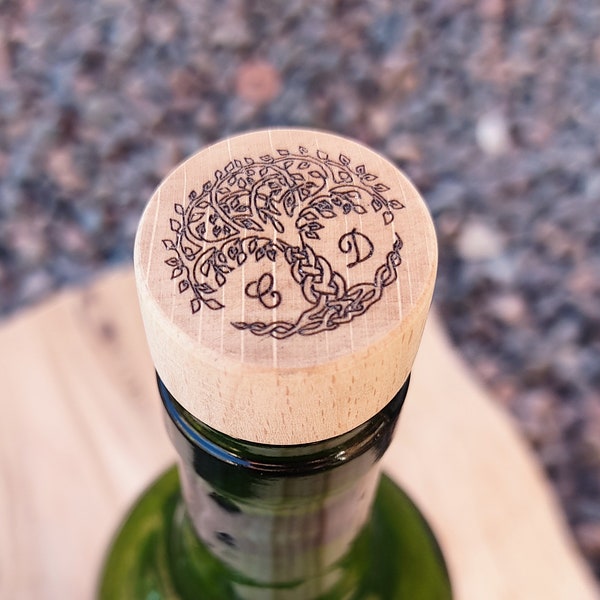 Bouchon bouteille de vin personnalisé en bois, haute qualité de finition ciré et lustré, un cadeau idéal pour son papa