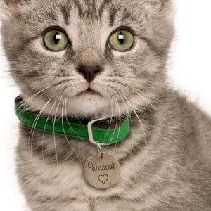 Personalized cat medal in mahogany, hazel wood, with engraved name and pattern, medal for unique kitten Noisetier