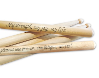 Wood drumstick, personalize gift with a name, perfect gift for a  musician !