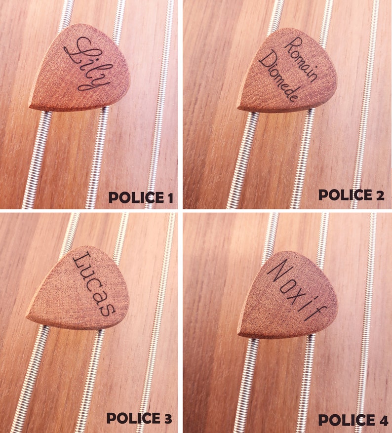 Gepersonaliseerde plectrum in massief mahoniehout, het originele cadeau voor Vaderdag en voor alle muziekliefhebbers afbeelding 5