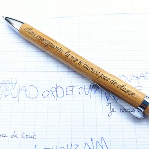 Stylo personnalisé en bois, prénom et texte long, gravure à la fraise de grande qualité fine et élégante, avec étui et message cadeau image 3