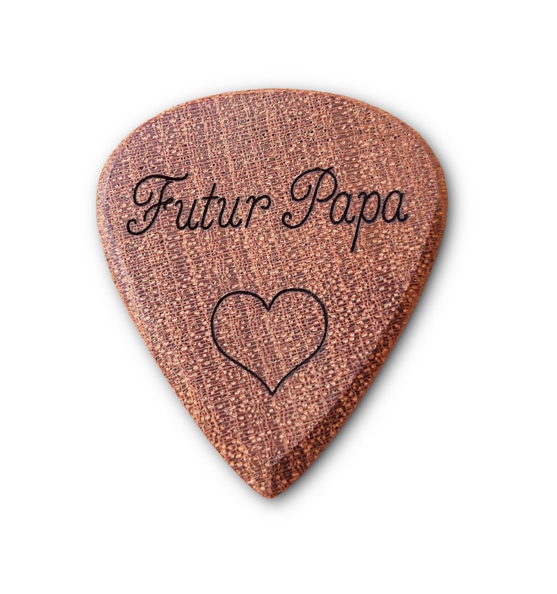 Gepersonaliseerde plectrum in massief mahoniehout, het originele cadeau voor Vaderdag en voor alle muziekliefhebbers afbeelding 4