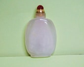 Set of Agate Snuff Bottle 222 with Velvet Pouch, Topped Attached Copper Spoon and Funnel