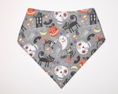 Friendly Ghouls, Reversible Dog Bandana, Snap Closure Bandana
