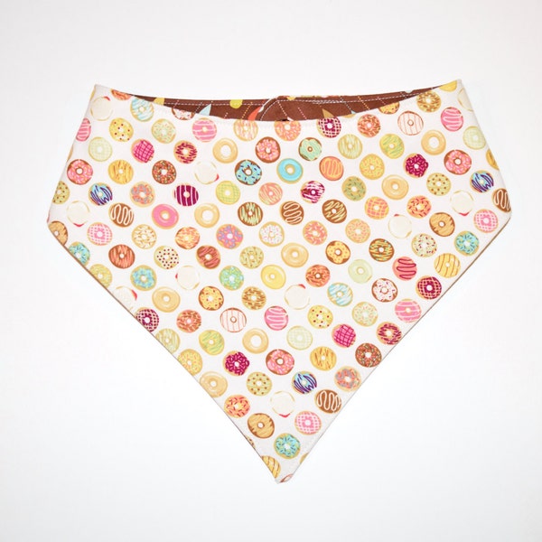 Mini Donuts (Vanilla)/Sugar Drops, Reversible Dog Bandana, Snap Closure Bandana