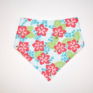 Hibiscus/Crabs, Reversible Dog Bandana, Snap Closure Bandana