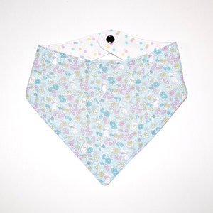 Bunny Garden, Reversible Dog Bandana, Snap Closure Bandana