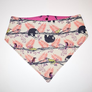 Lazy Day (Pink), Sloth/Brush Stroke, Reversible Dog Bandana, Snap Closure Bandana