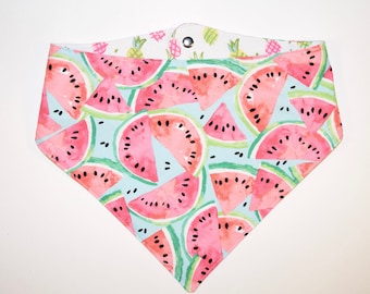 Watermelon & Pineapples, Reversible Dog Bandana, Snap Closure Bandana