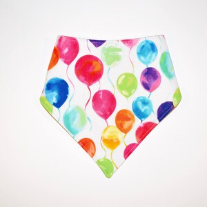 Celebration! Balloons/Geo Stripe, Reversible Dog Bandana, Snap Closure Bandana