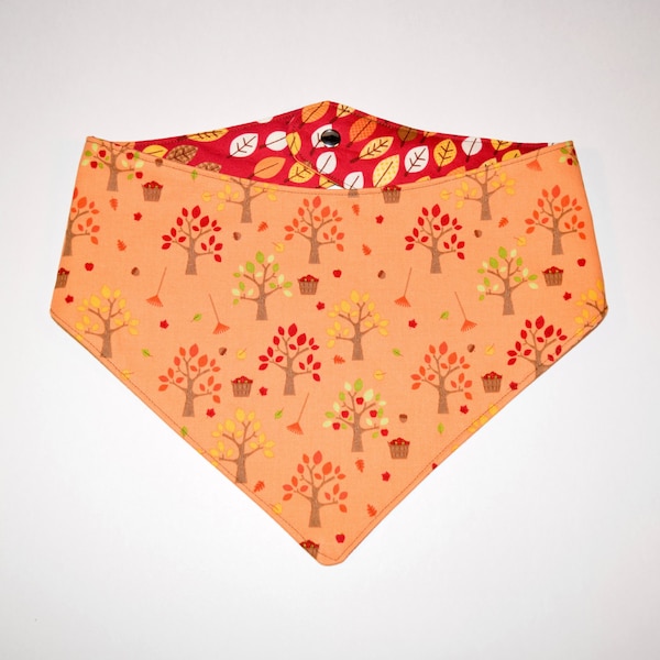 Fall Apple Harvest, Reversible Dog Bandana, Snap Closure Bandana