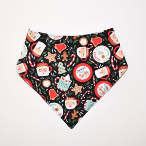 Cookies for Santa/Holiday Beverages, Reversible Dog Bandana, Snap Closure Bandana
