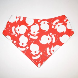 Santas/Candy Cane Grid, Reversible Dog Bandana, Snap Closure Bandana