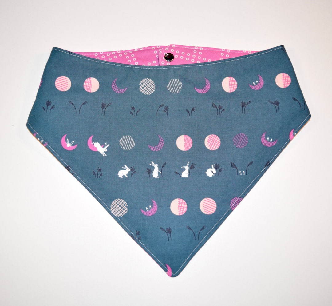 Bunnies & Moon Phases slate/pink/pink Grid Reversible Dog - Etsy