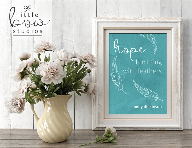 Printable Wall Art Hope is the Thing With Feathers Literary Etsy