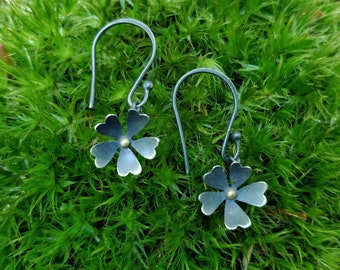 Oxidised Primrose Dangly Earrings