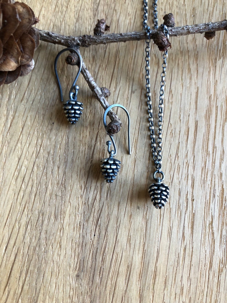 Pine cone pendant and earring set image 1