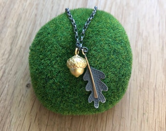 Acorn and oak leaf pendant