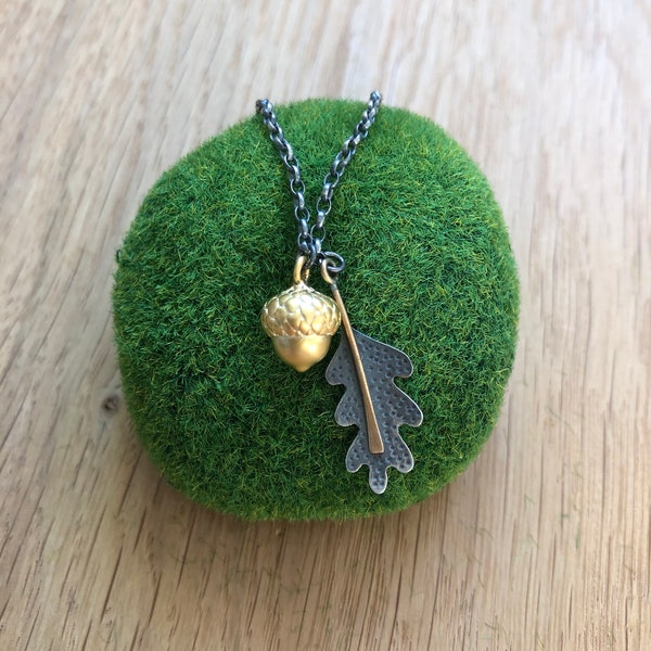 Acorn and oak leaf pendant