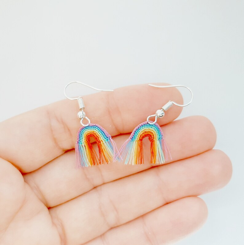 Rainbow Earrings PDF Pattern. Crochet Earrings Rainbow. Micro Etsy
