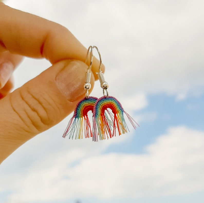 Crochet Rainbow Earrings. Miniature Rainbow PDF Pattern. Micro image 9