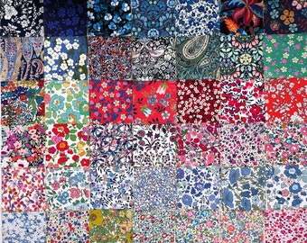 50 Liberty Tana Lawn® 2.5 inch Fabric Patchwork Squares, Lightweight Fabric Quilting Squares, 2.5&quot;x2.5&quot; Fine Weave Cotton Textiles xmas gift