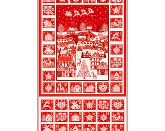 DIY Advent Calendar Christmas Wall Decor  Sewing Panel - London UK Makower Fabrics Red Scandi Christmas Countdown