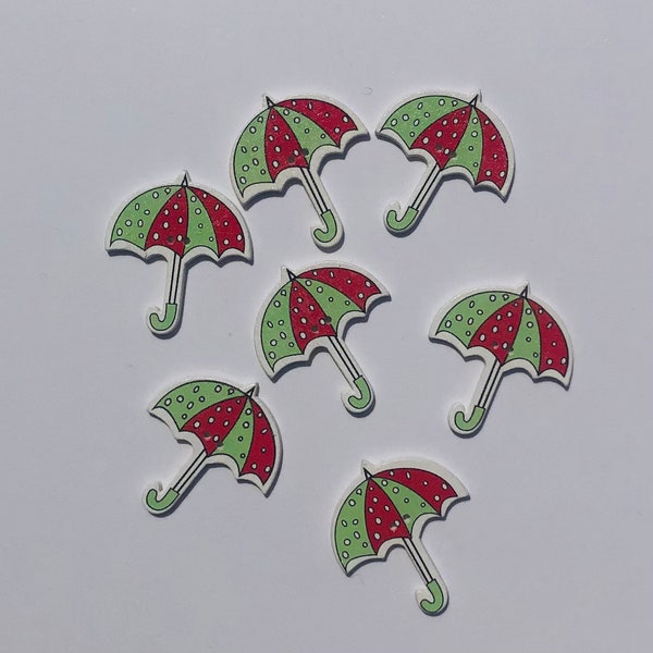 Umbrella Buttons - Wooden, Cardmaking and Scrapbooking buttons