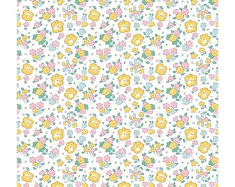 Liberty Fabric, Riviera Collection, Seaside Blossom Lasenby Cotton by the fat quarter/half metre/metre quilting yellow green floral