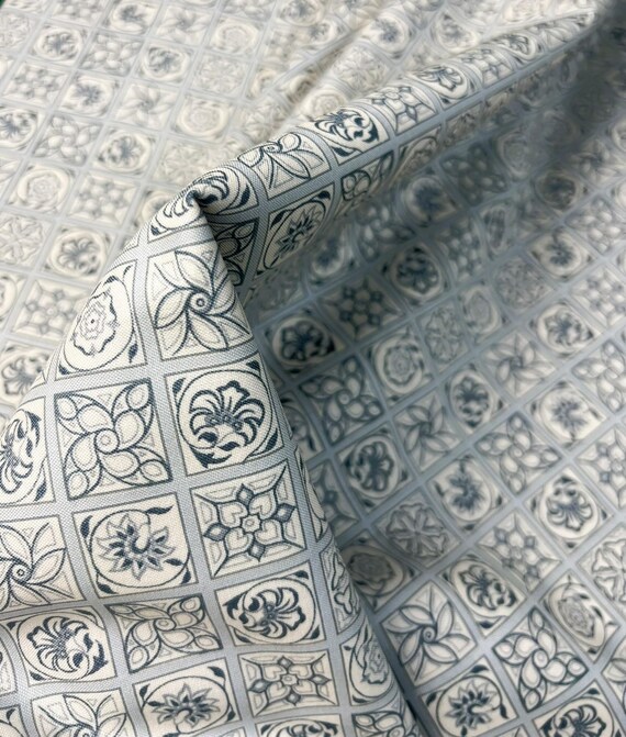 Tissu Liberty au gros quart/demi-mètre/mètre, Emporium, Argyll Tile, tissu  géométrique floral pour robe de décoration intérieure gris-beige