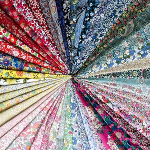 50 Liberty Tana Lawn®- 5 inch Fabric Patchwork Squares, Lightweight Fabric Quilting Squares, Fine Weave Cotton Textiles